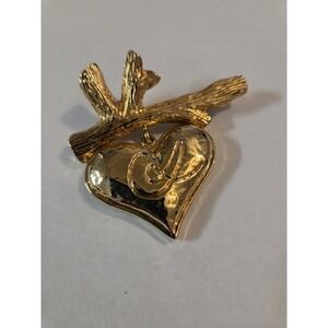 Vintage Christian Lacroix gold plated heart brooch
